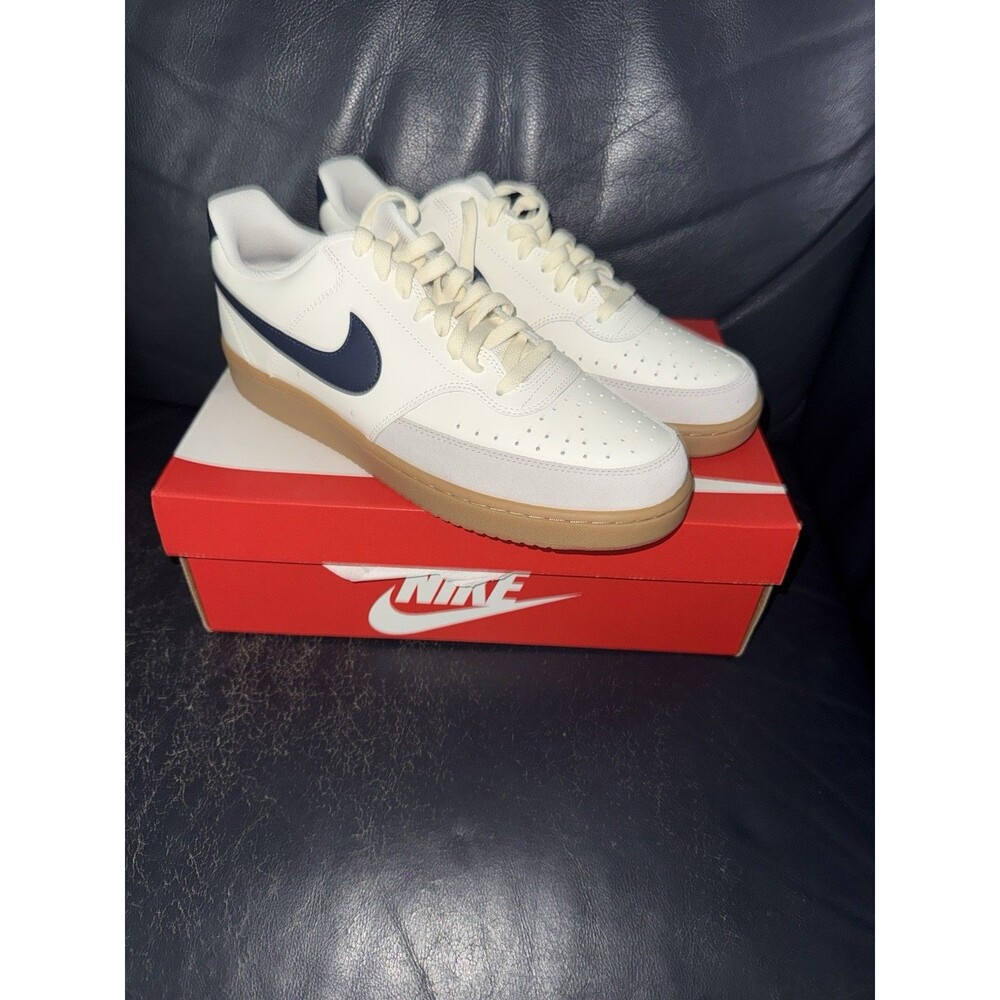 Nike Court Vision Low Sail Midnight Navy 12 Leather Low Top Sneakers HF1068-133